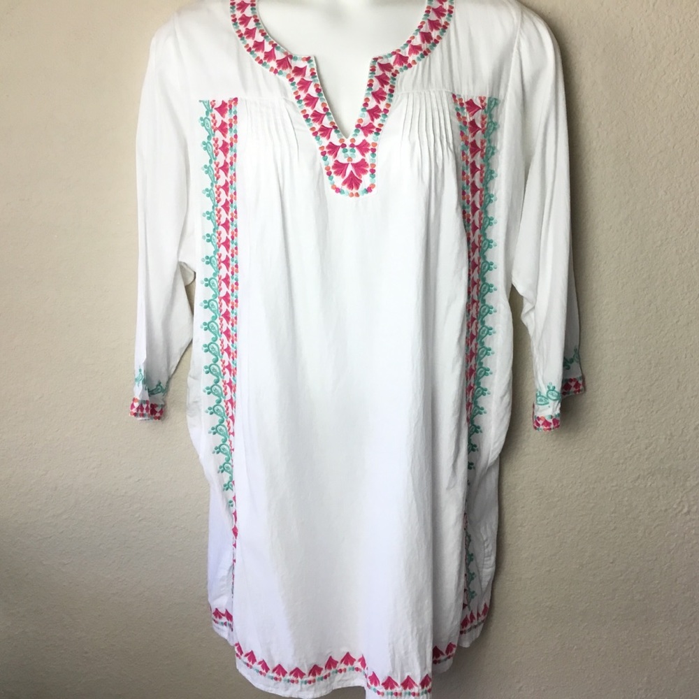 VINEYARD VINES Embroidered White Swim Coverup - Sz XL
